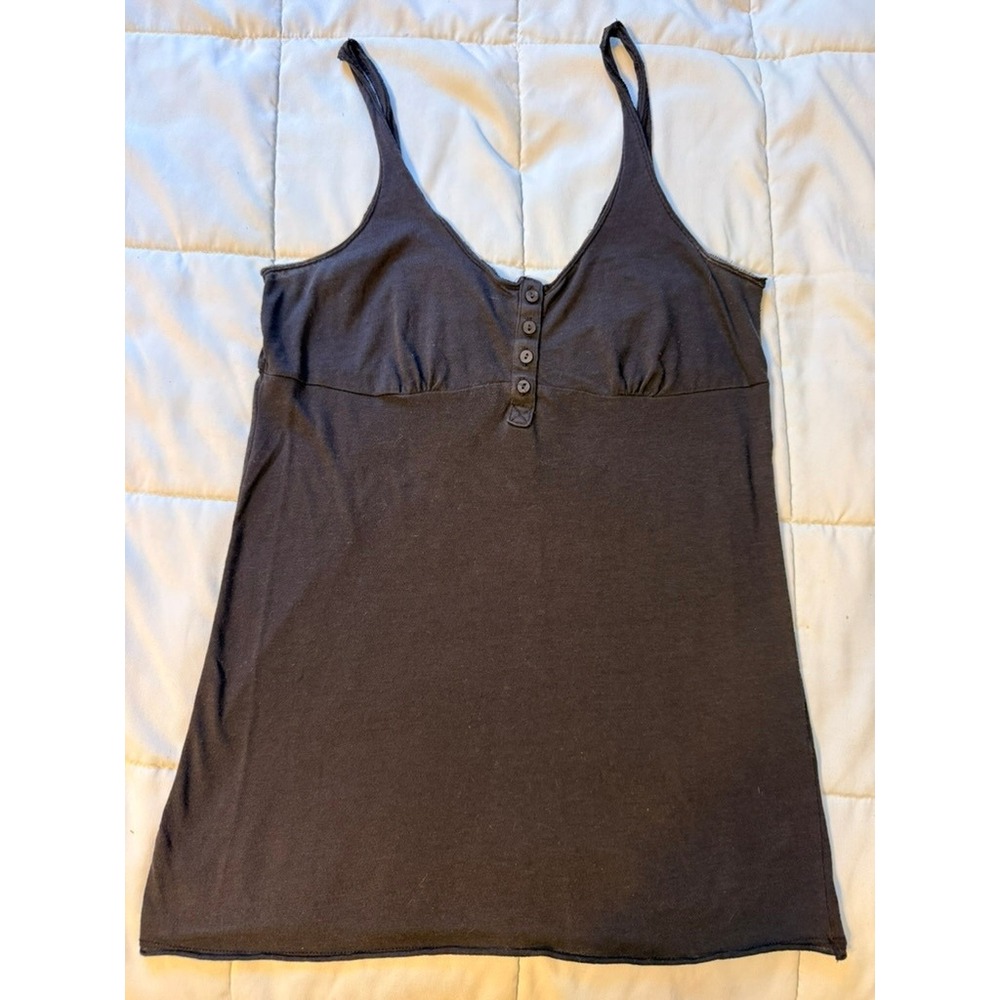 Unbranded Henley Cami Tank Top Women Medium Charcoal Gray Good Empire Waist
